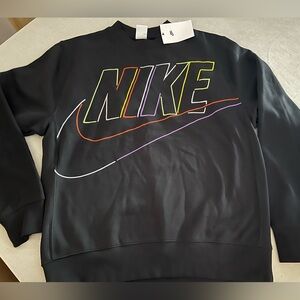 Nike Men's Black Crewneck with Multicolor Logo